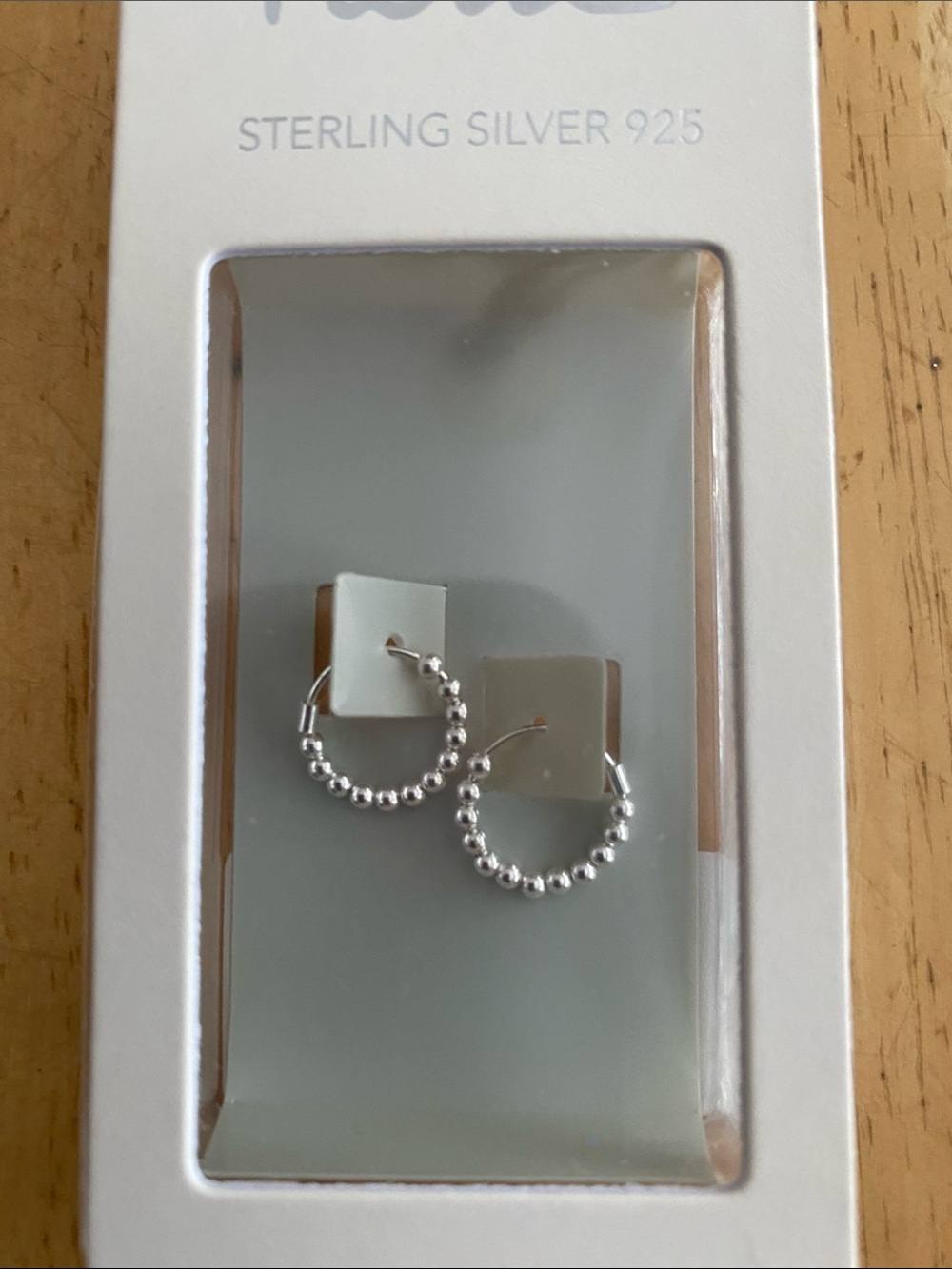 Sterling Silver 925 small beaded Hoop Earrings - NIP NWT